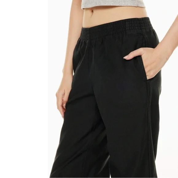 Aritzia TNA Christie Pant Black Wide Leg Pull On Cotton | 2XS Elastic Waist - Picture 15 of 16